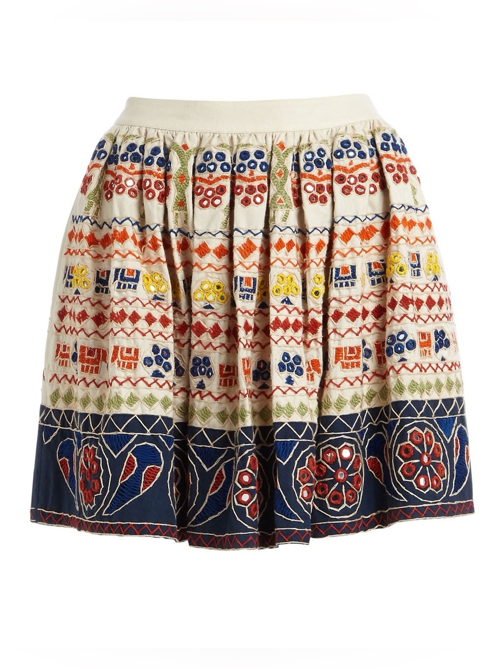 Alice + Olivia Tania Embroidered Mini Skirt Heavyweight Back Zip Beaded Lined - Picture 2 of 8